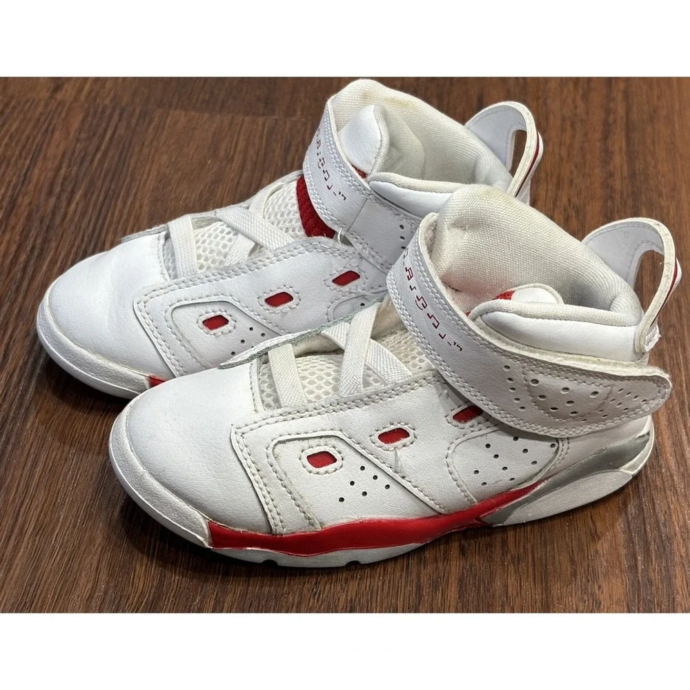 Nike Air Jordan 6 Retro Kids Boys Size 9C White Red Athletic Shoes Sneakers